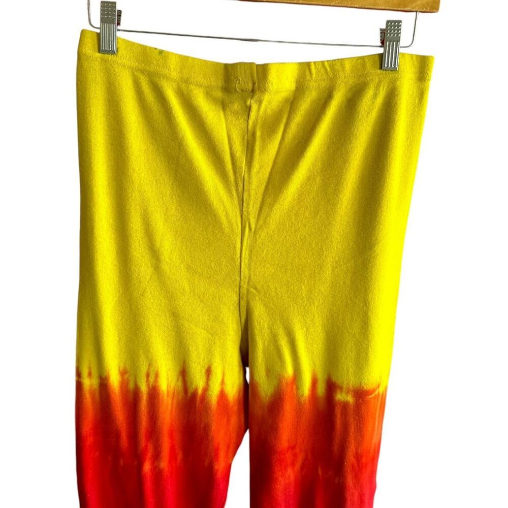 Womens Leggings Size 2XL Red Yellow Tie Dye Handcrafted Hippie Festival Travel - Picture 2 of 6